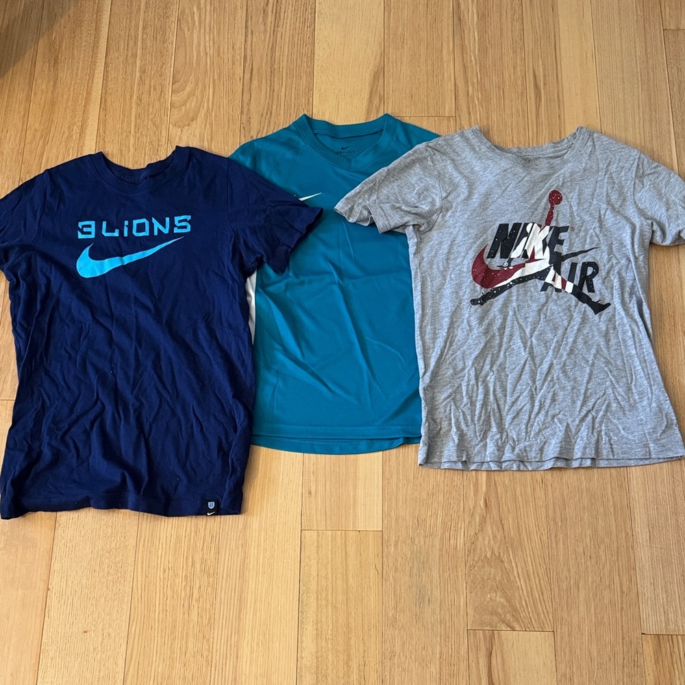 Set of 3 Nike Boys L Short Sleeve Tees Blue,Teal,Grey